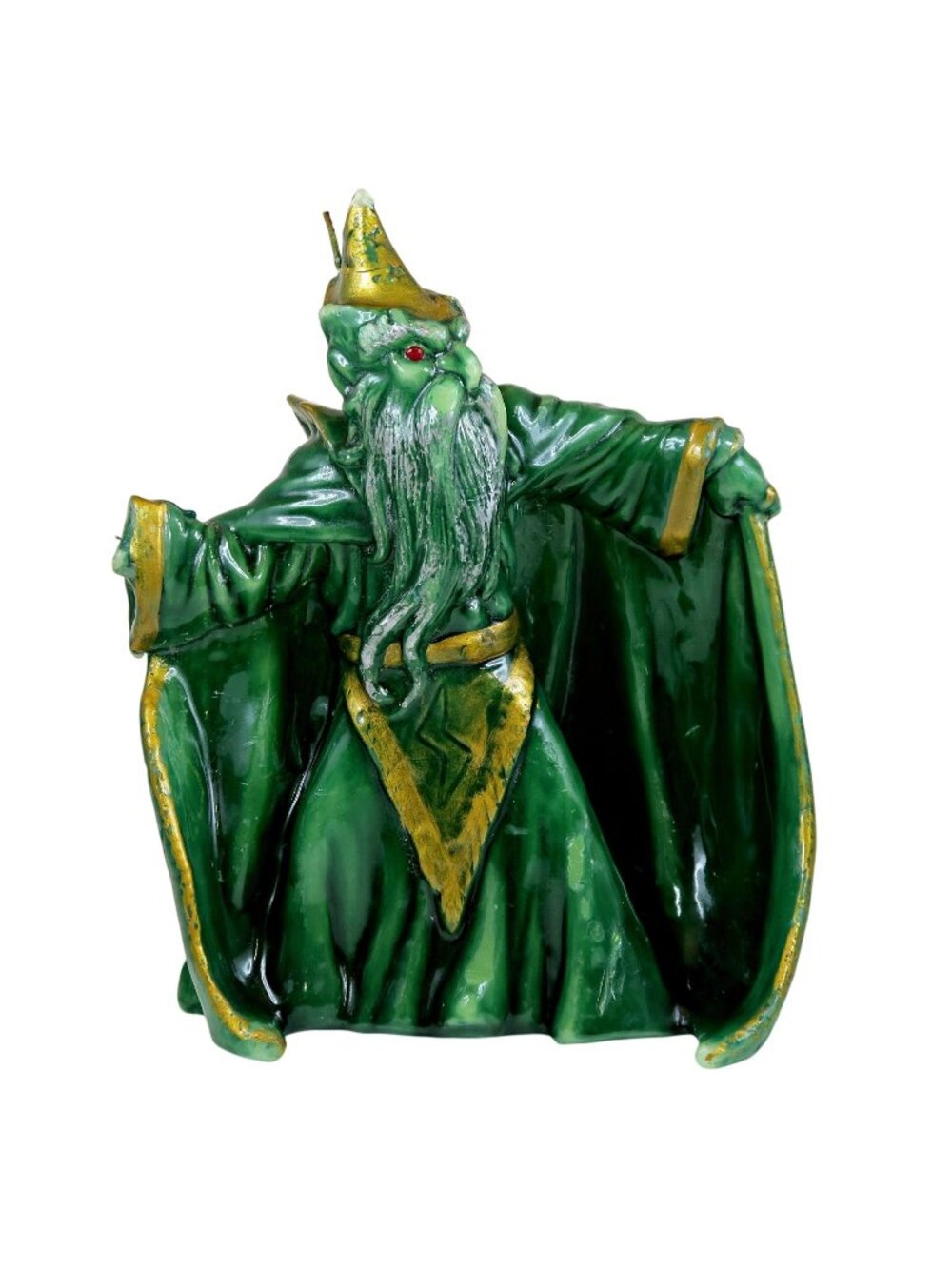 1990 NCI Fantasy Wizard Candle, Large Green & Gold Sculptural Display Candle